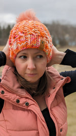 Load image into Gallery viewer, Creamsicle Braided Hearts Beanie
