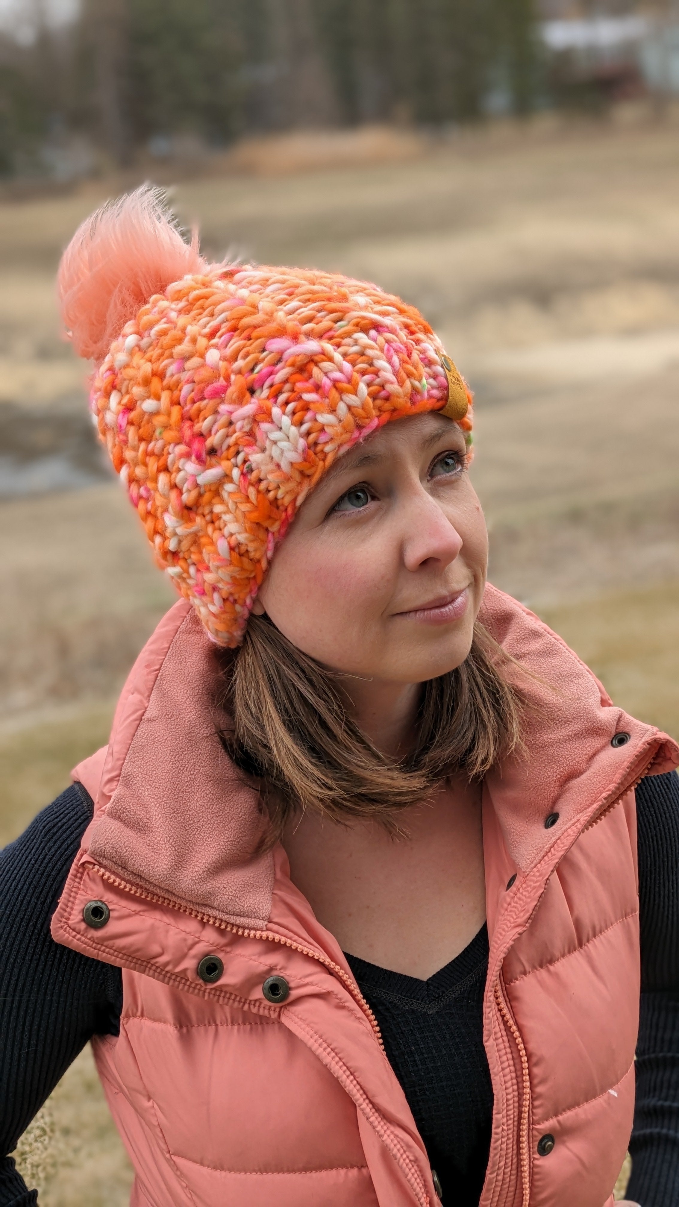 Creamsicle Braided Hearts Beanie