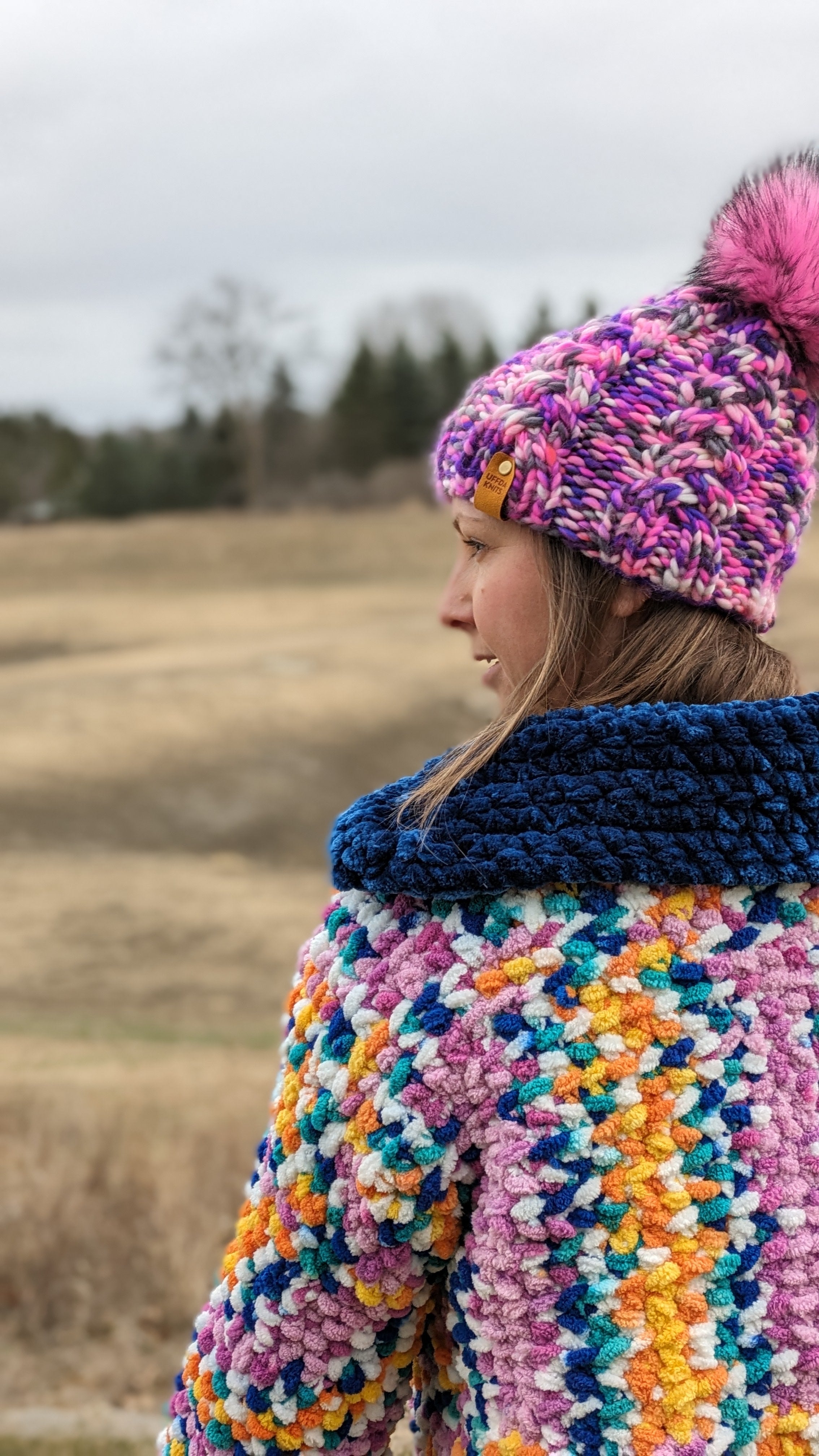 Purple Multi Braid Beanie