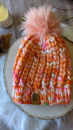 Load image into Gallery viewer, Creamsicle Braided Hearts Beanie
