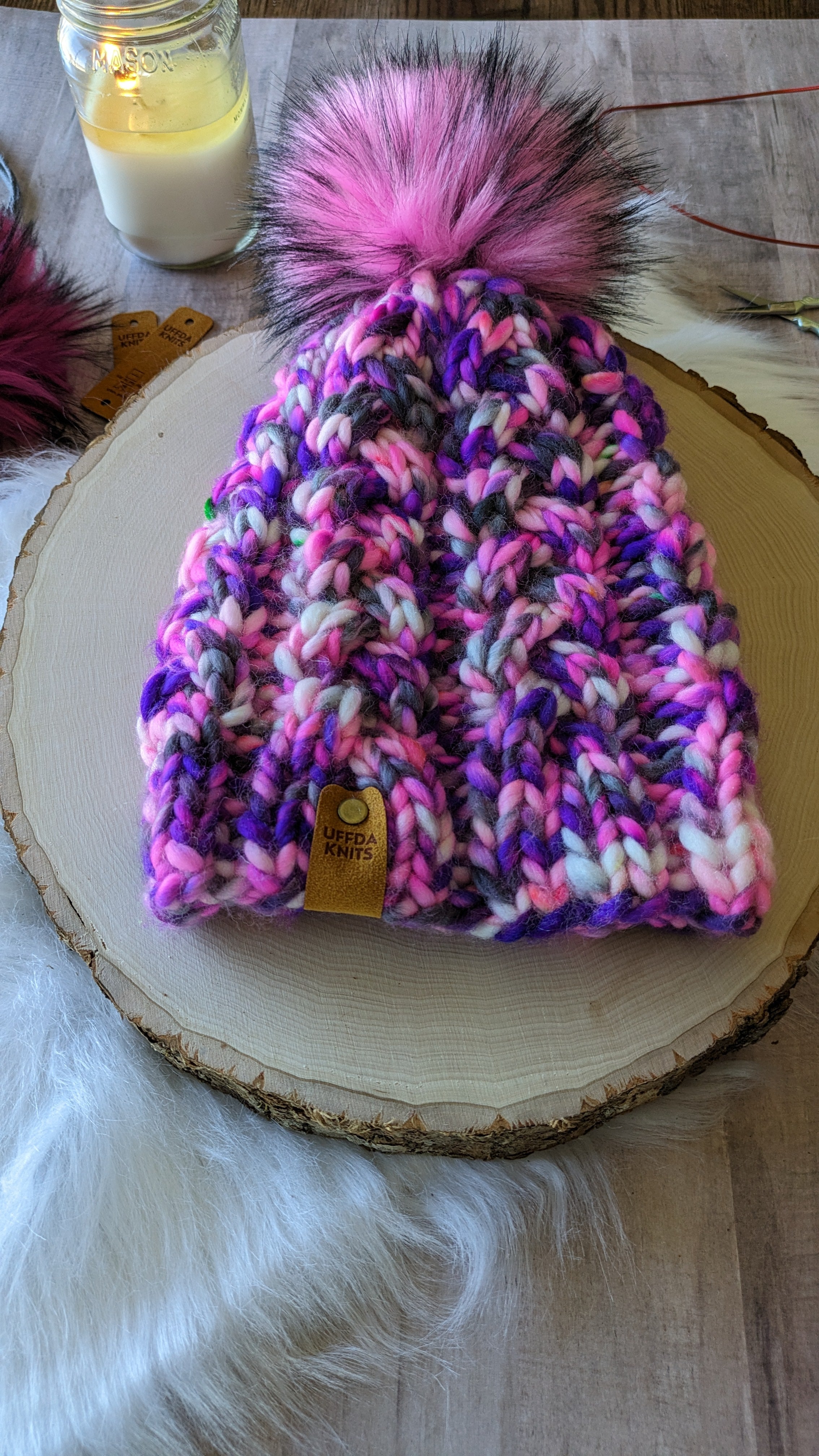 Purple Multi Braid Beanie