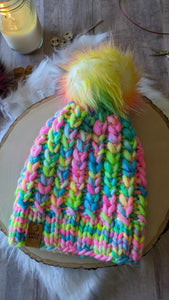 Pastel Rainbow Curlique Beanie