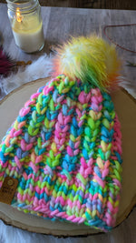 Load image into Gallery viewer, Pastel Rainbow Curlique Beanie
