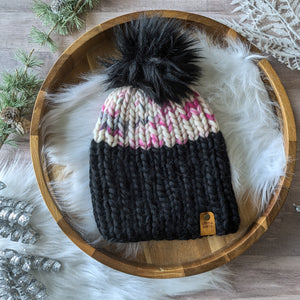 Black and Pink Speckled Nokhu Beanie